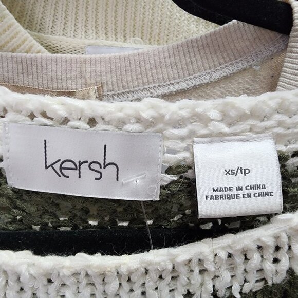 Kersh Green & Cream Striped Knit Sweater Size XS/S - Picture 6 of 8